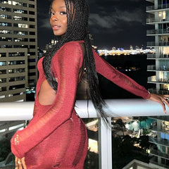 Fashion Slim Fit Hollow Long Sleeve Dress Y2K Sexy Backless Hip-hugging Short Dresses Womens Clothing - kinko