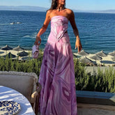 European And American Vacation Style Suit Tube Top Two-piece Long Dress - kinko