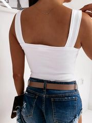 Square Neck Wide Strap Tank - kinko