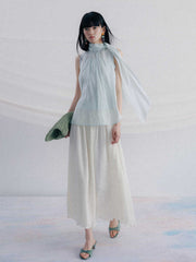 Women's Sleeveless Ribbon Fashion Shirt - kinko