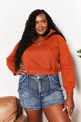 Double Take Half-Zip Long Sleeve Hoodie - kinko