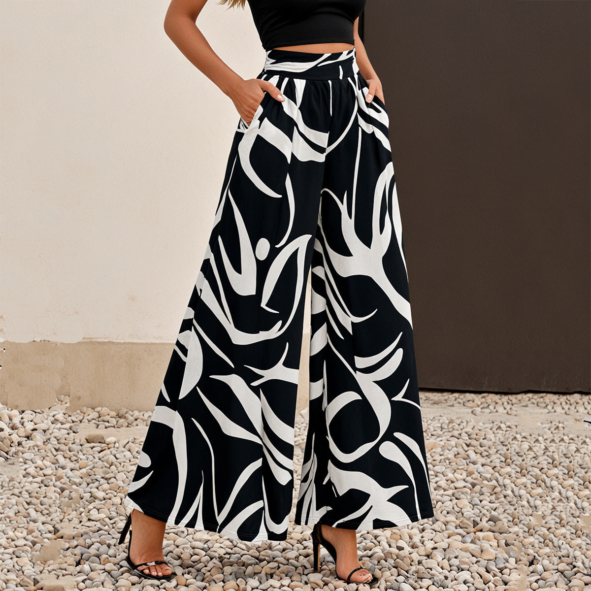 New Waist-tight Summer Long Draping Effect Long Culottes For Women - kinko