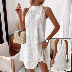 Fashion Dresses For Women Pure Color Halter Backless Dress - kinko