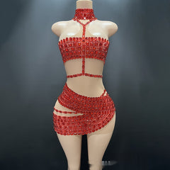 High-end And Fashionable Rhinestone Tube Top Short Skirt Top Vest - kinko