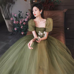 Women's Mori Style Evening Wear Fairy Temperamental Green Slim Fit - kinko