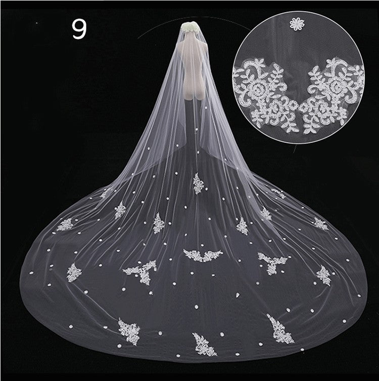 Bridal Wedding Dress Long Tail Luxury Super Fairy Wedding Veil - kinko