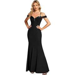 Women's Clothing Off-neck Sling Evening Long Dress - kinko