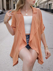 Open Front Half Sleeve Cardigan - kinko