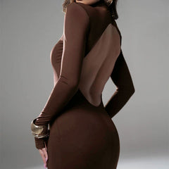 Women's Skinny Hip Skirt Backless Evening Party Dress - kinko