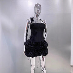 Bandage Vest Flower Evening Dress Two-piece Suit - kinko