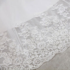 High Waist White Temperament Dream Lace Mid-waist Long Tail V-neck Wedding Dress - kinko