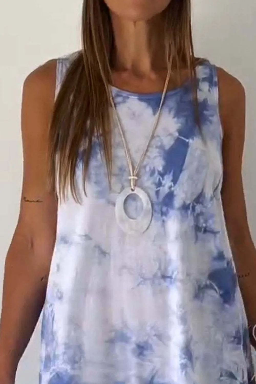Full Size Tie-Dye Sleeveless Mini Tank Dress Plus Size - kinko