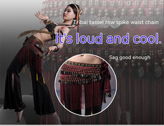Belly Dance Waist Scarf Performance Tassel Hip Scarf Ethnic Tribe Dance Costume Belly Dance Waist Chain - kinko