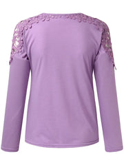 Full Size Cutout Round Neck Long Sleeve T-Shirt - kinko