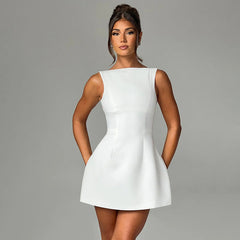 Sexy Slim-fitting Backless Dress Summer Sleeveless Short Dresses - kinko