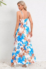 Printed Surplice Maxi Cami Dress - kinko