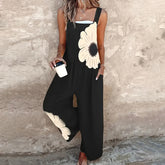Women's Square Neck Sleeveless Jumpsuit - Floral Print Romper For Spring & Summer Casual Wear - kinko