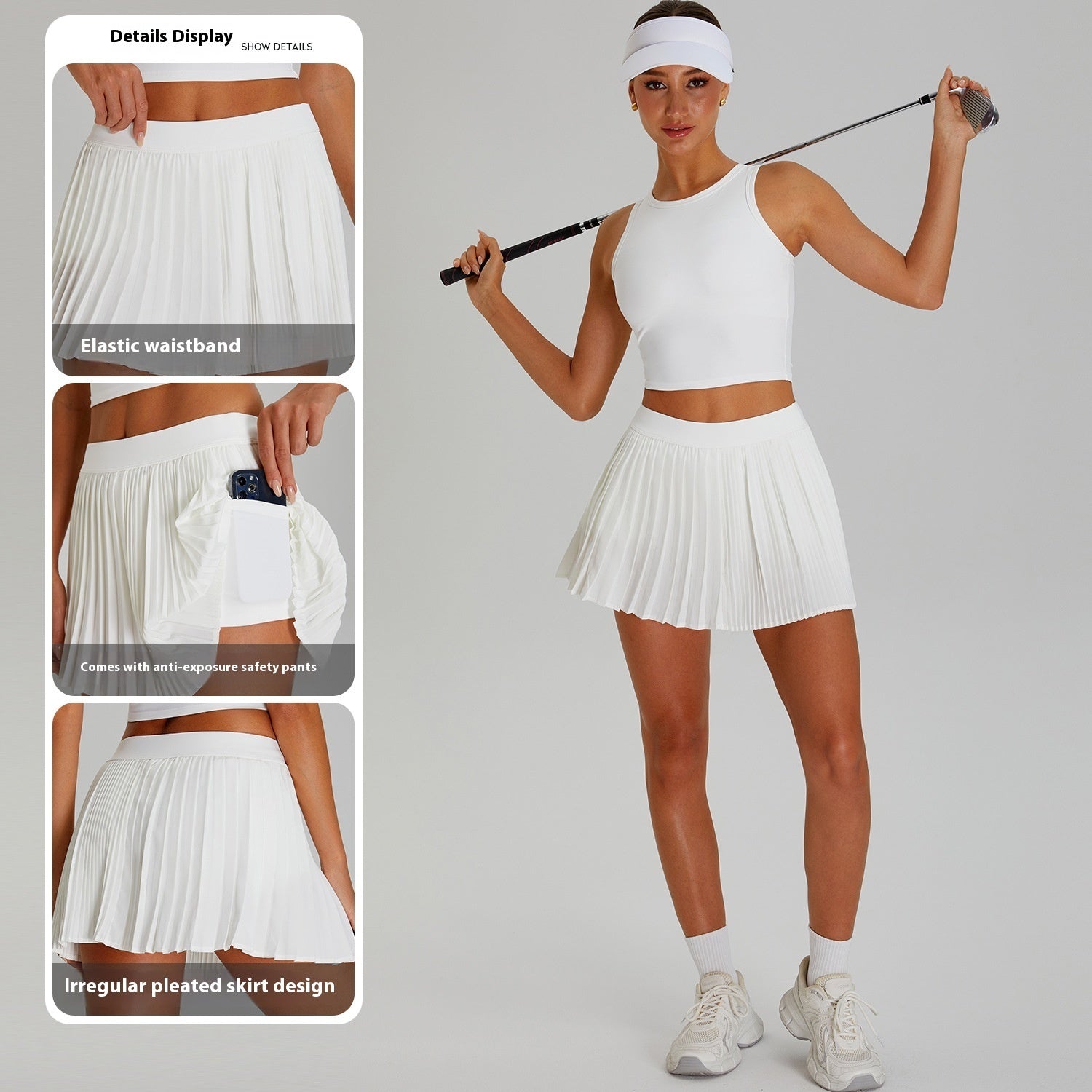 Anti-exposure Tennis Skirt Fitness Stitching Pleated Yoga Skirts - kinko