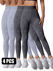 4PACK Sand-washed Seamless Yoga Pants - kinko