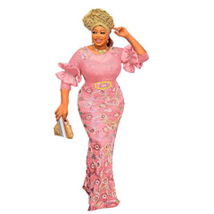 Round Neck Shirt With Half Sleeve Slim Fit Fishtail Dress Formal Dress Evening Wear - kinko