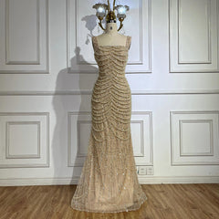 Nude Elegant Sling Light Luxury High-end Pearl Beaded Dress - kinko