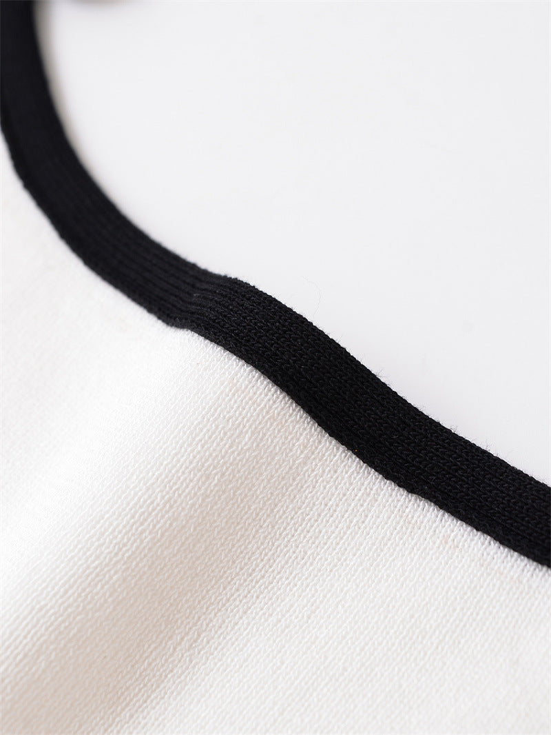 Female Fashion Color Contrast Bowknot Dress - kinko