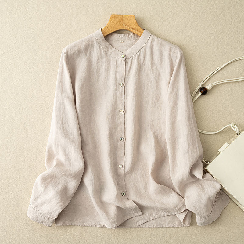 Retro Loose Cotton-linen Shirt Women - kinko