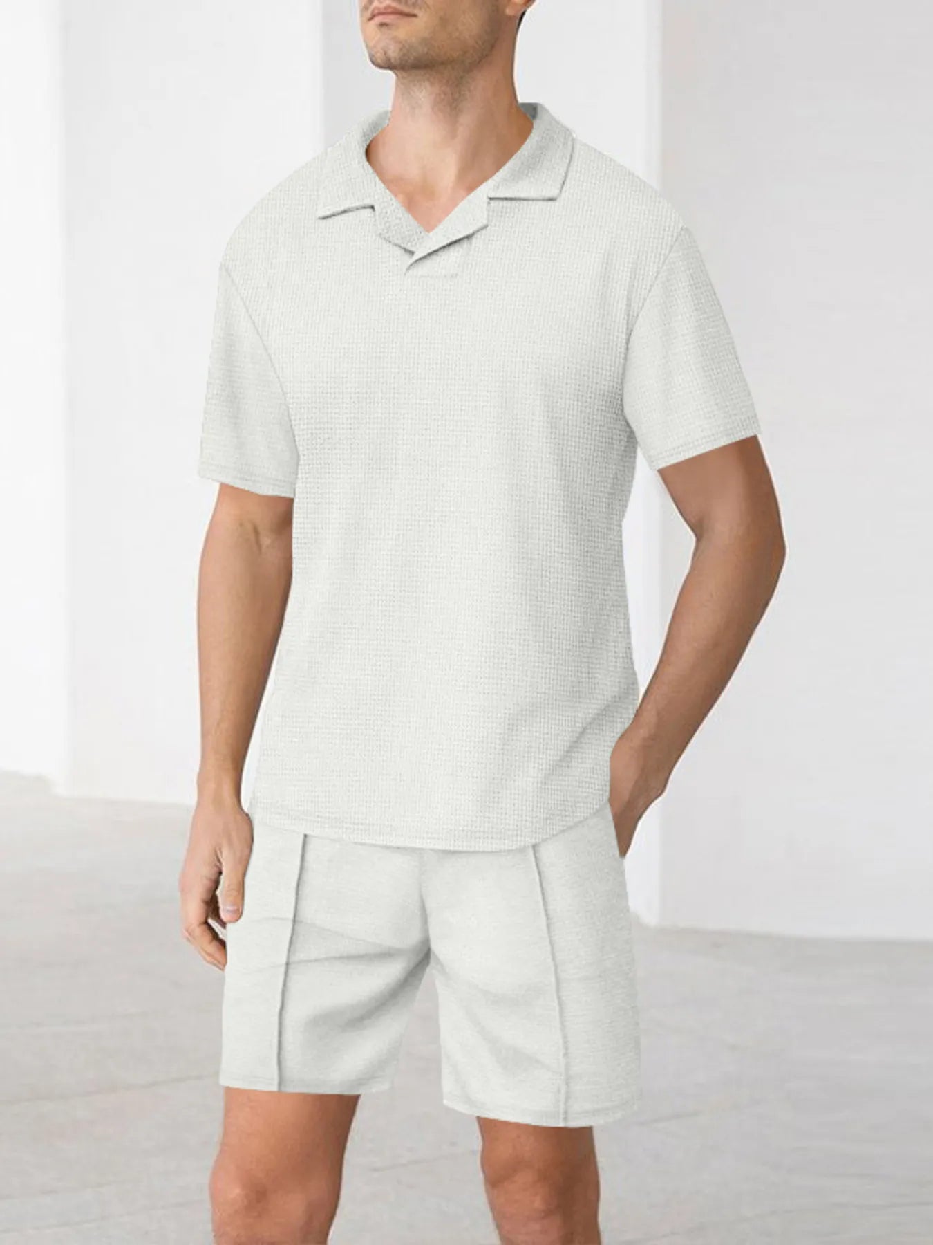 Men's Full Size Short Sleeve Top and Shorts Matching Set Plus Size - kinko