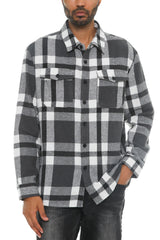 WEIV Men's Full Size Checkered Soft Flannel Shacket Plus Size - kinko