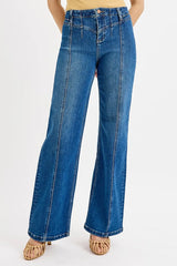 RISEN Seam Detail Wide Leg Jeans - kinko
