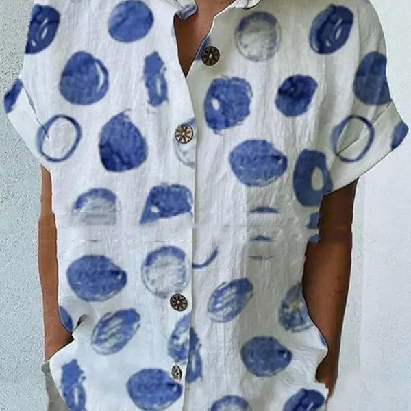 Casual Loose Floral Print Short Sleeve Shirt - kinko