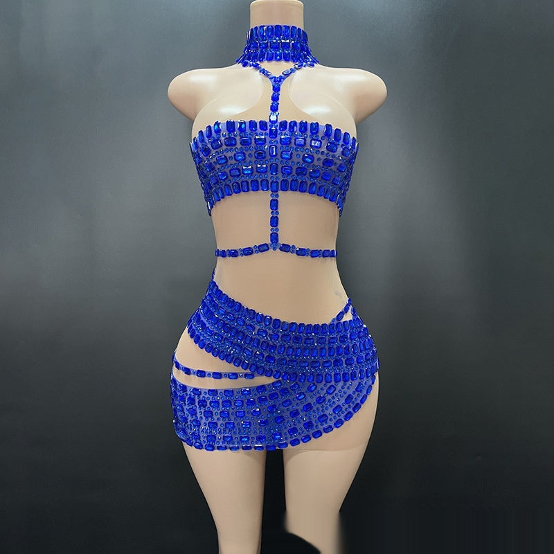 High-end And Fashionable Rhinestone Tube Top Short Skirt Top Vest - kinko