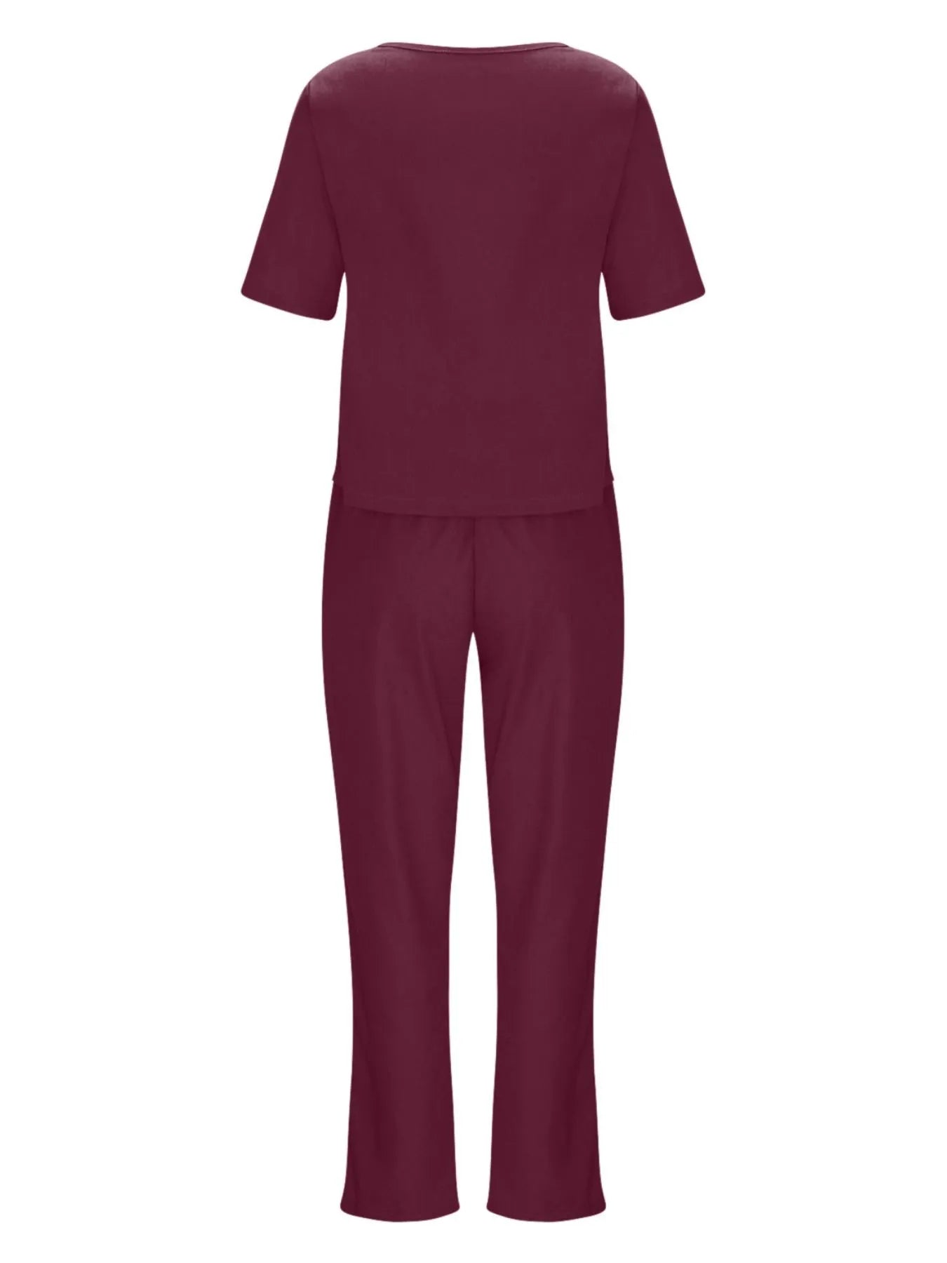 Full Size Round Neck Short Sleeve Top and Pants Set Plus Size - kinko