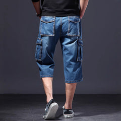 Summer Thin Loose Multi-pocket Workwear Cropped Pants Casual Jeans - kinko