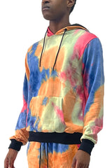 WEIV Men's Full Size Drawstring Cotton Tye Dye Hoodie Plus Size - kinko