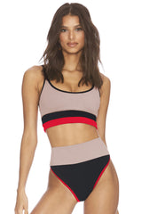 Color Block Spaghetti Strap Two-Piece Swim Set - kinko