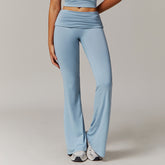 Wool Pleated Yoga Fold High Waist Running Sports Skinny Versatile Bell-bottom Pants Women - kinko