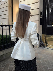 Classic White Waisted Blazer - kinko