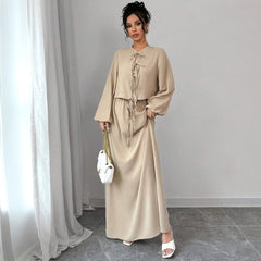 Vintage Artistic Long Sleeve Suspender Dress Suit Female Spring - kinko