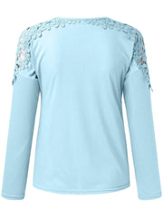 Full Size Cutout Round Neck Long Sleeve T-Shirt - kinko