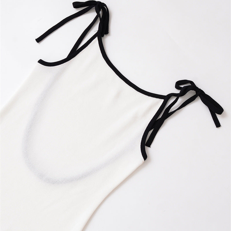 Female Fashion Color Contrast Bowknot Dress - kinko