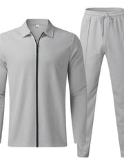 Men's Full Size Zip Up Top and Pants Set Plus Size - kinko