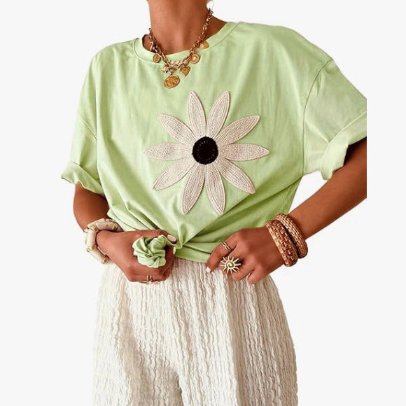 Round Neck Short-sleeved Top Women's - kinko