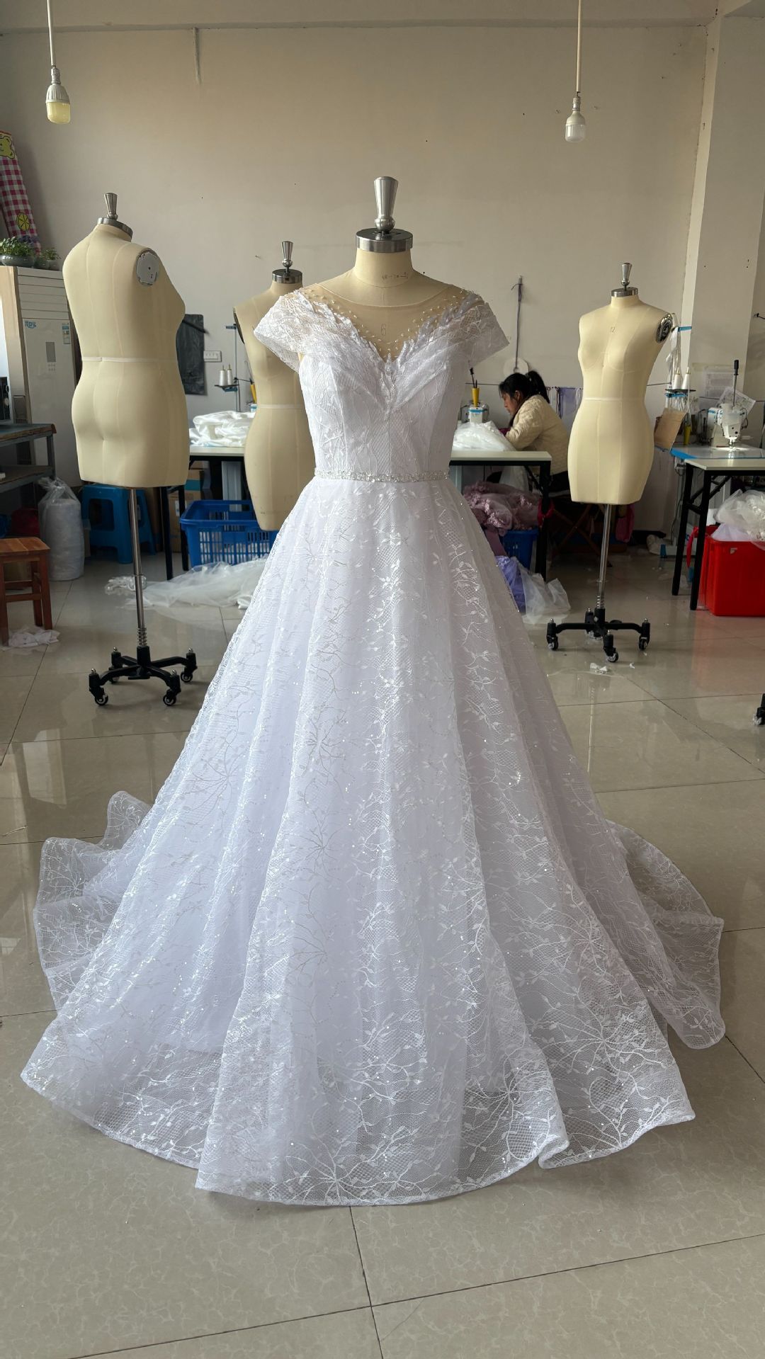 Off-shoulder Light Wedding Dress Bridal Main Yarn Lace Wedding Veil Small Trailing - kinko