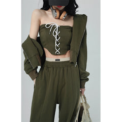 Women's Sports Casual Slimming Jacket Sweatpants Sweater Set