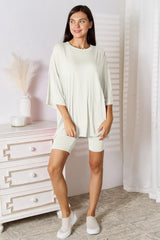 Basic Bae Full Size Soft Rayon Three-Quarter Sleeve Top and Shorts Set - kinko