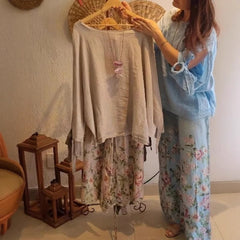 Casual And Comfortable Casual Printed Short Sleeve Top Pants Two Pieces - kinko