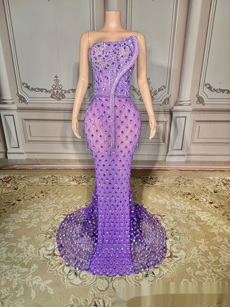 No Back Traceless Sexy Elegant Fishtail Gown - kinko