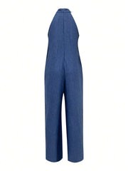 Sleeveless Halter Ruffled Young Women's Jumpsuit - kinko