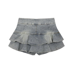 American Retro Girly Simplicity Denim Skirt - kinko